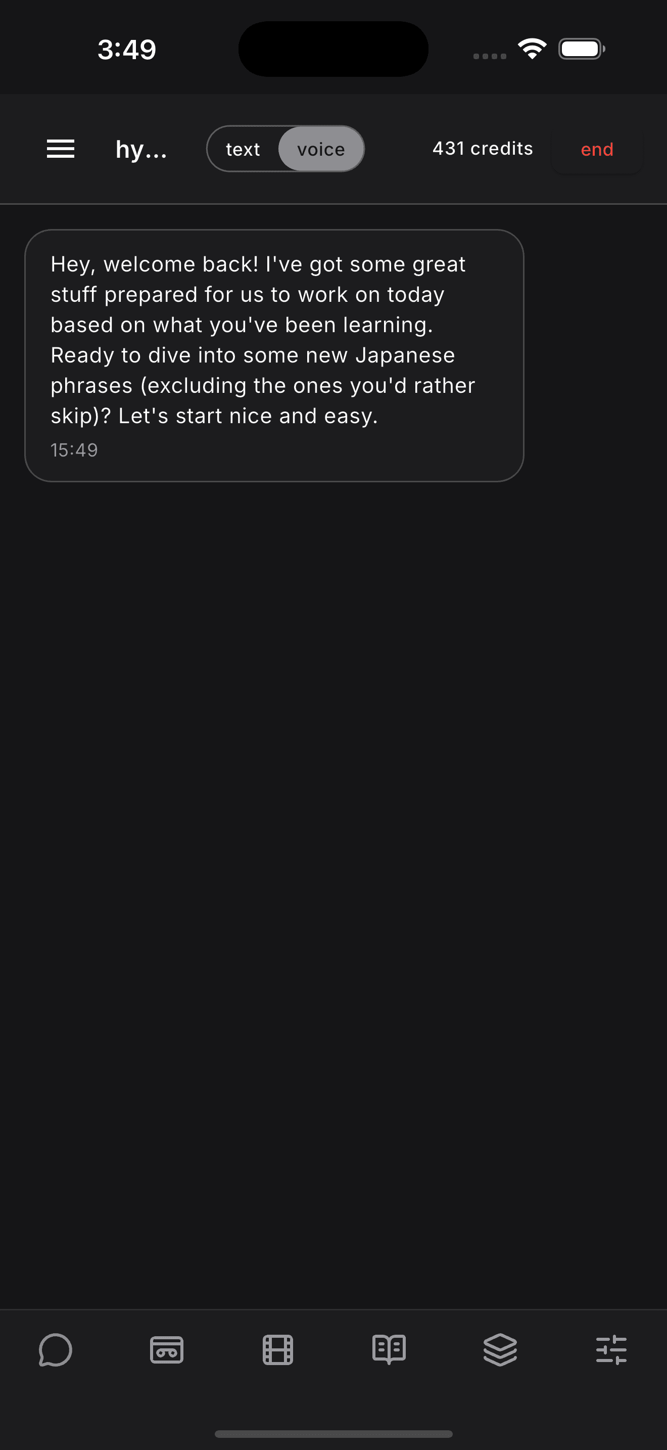Hyperglyph voice chat with an AI tutor
